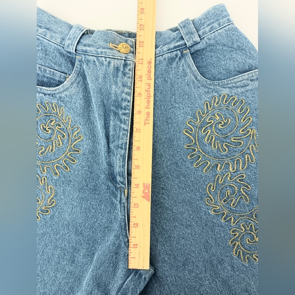 Mondi Vtg Gold Embroidered Blue Denim Jacket & Jeans Set Waist 24" Pre-owned - Picture 11 of 16